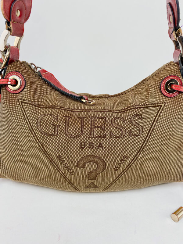 Guess brown bag with red details and iconic logo - Image 3