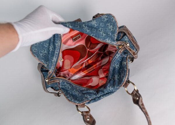 Denim with brown detail Guess bag - Image 5