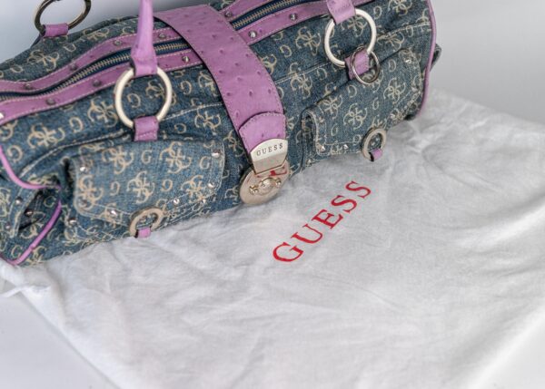 Denim Guess bag with lilac detail - Image 5