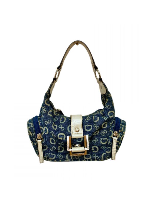 A mini Guess denim shoulder bag in blue