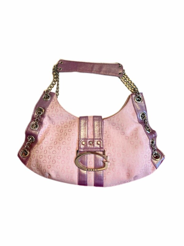 A Guess bag in soft pink with delicate lilac accents