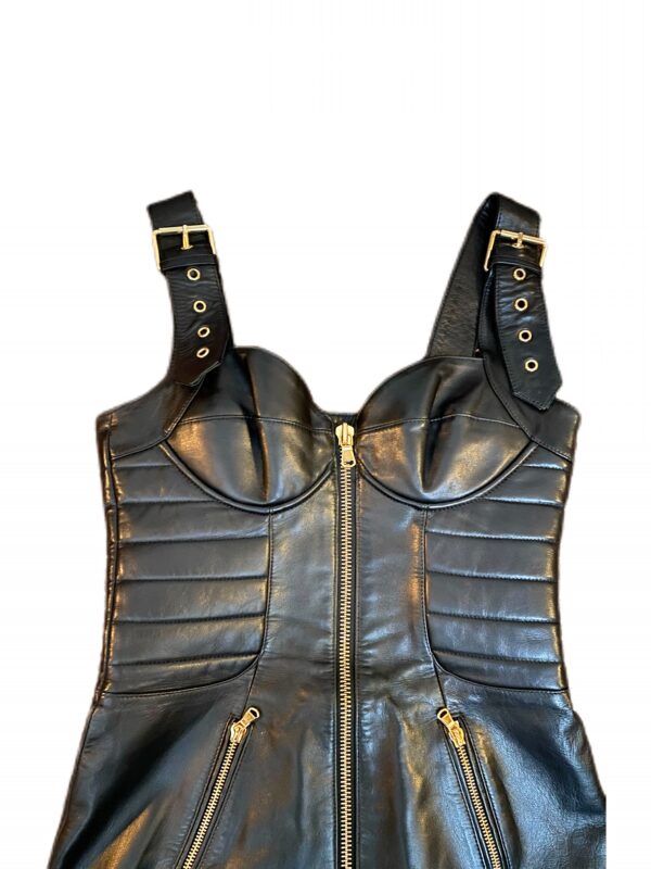 Moschino x H&M Limited Edition Black Leather Mini Dress - Image 3