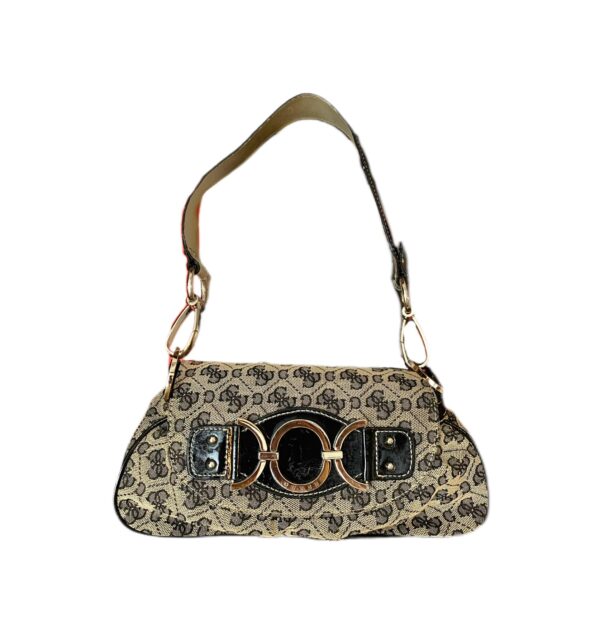 Vintage Guess bag features a stylish combination of bege and black